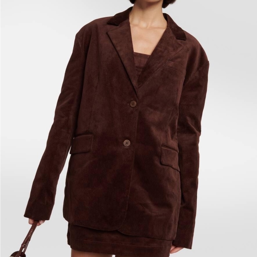 STAUD Trek Blazer in Mahogany Brown Large Corduroy Lined Pockets Formal Business